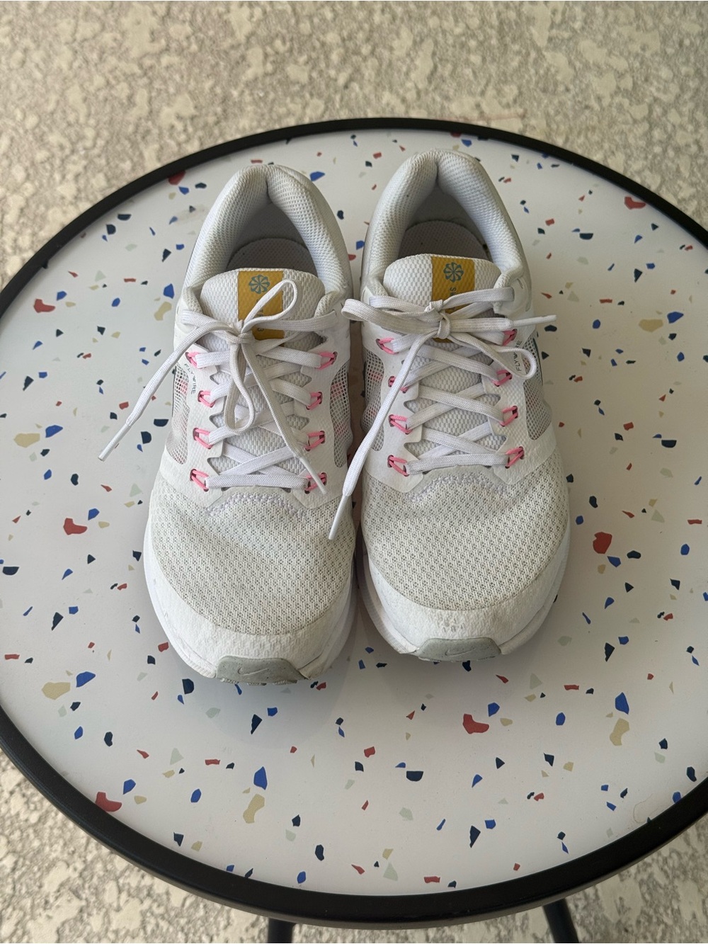Nike White Mesh Athletic Sneakers with Pink Accents